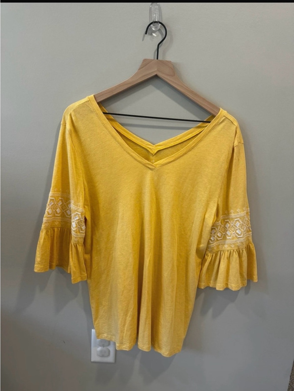 J Jill V- neck Yellow Shirt size medium